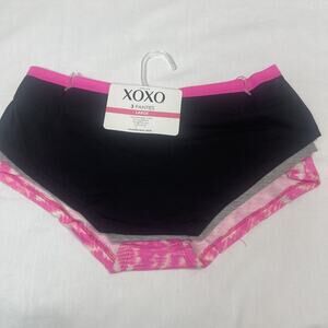 XOXO 3-Pair Women High Brief Style Underwear Panties LARGE, 3 Colors Gray Pink B